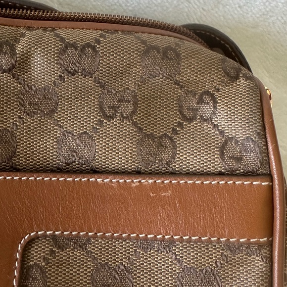 SOLD Vintage Authentic Gucci GG Monogram Tan Brown Crossbody Purse Handbag - Picture 7 of 16